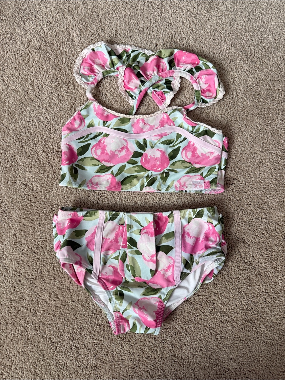 Sweet Honey Boutique Kids Floral Pink Two-Piece Swimsuit